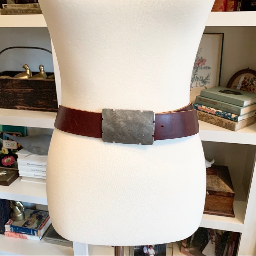 Adrienne Teeguarden Pewter and Leather Belt